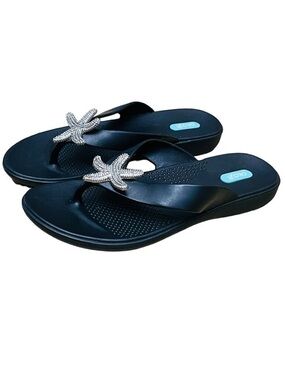 OkaB Livie Flip Flops Crystal/Covered/Starfish 100% Plastic-Recycle Sz 8-9 (ML)